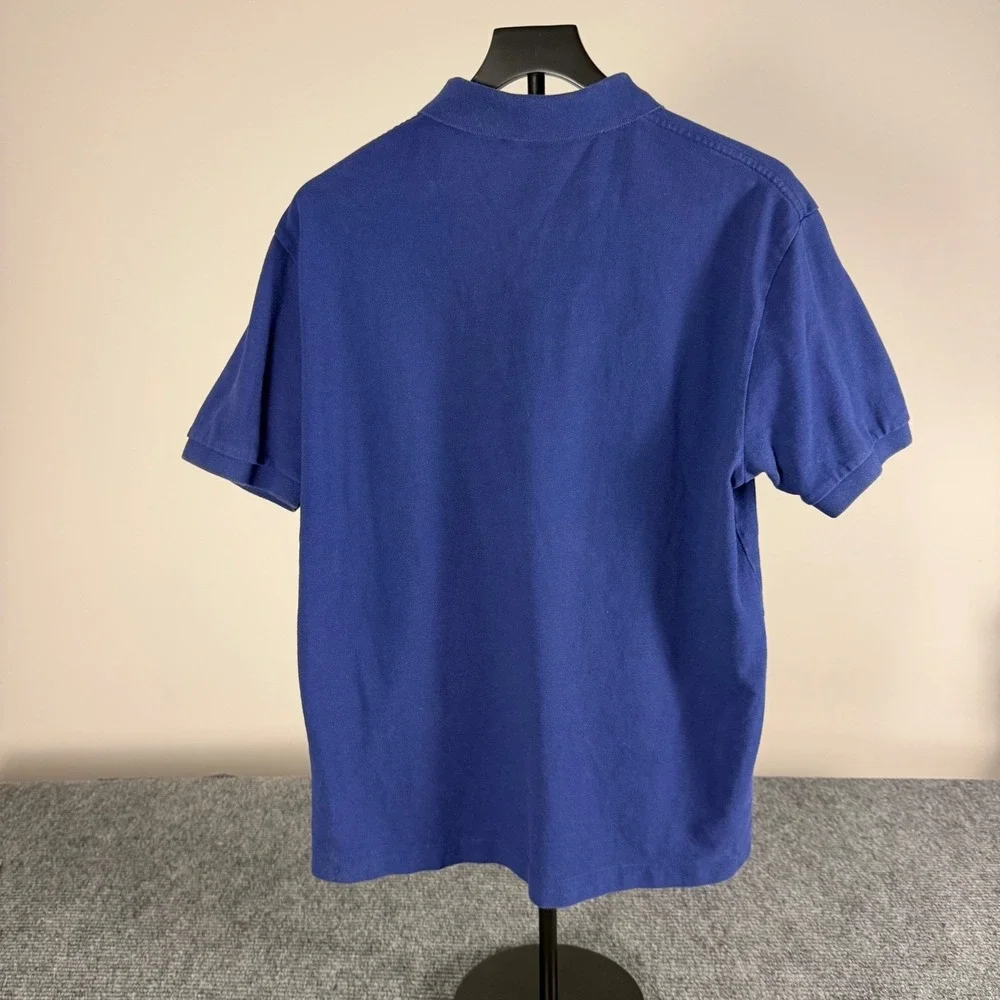 Polo Ralph Lauren Mens Blue Pique Polo Shirt Orange Pony Logo Size Large‎ L
